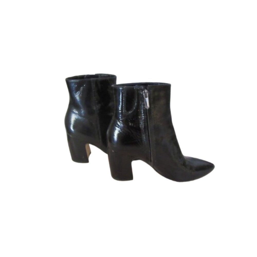 Sam Edelman Codie Black Patent Leather Block Heel Booties SZ 7.5 - Picture 3 of 7